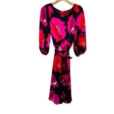 Talbots Women’s 8 Petite Belt SATIN FIT & FLARE DRESS BLOOMING FLORAL EASTER