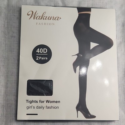 Wakuna Fashion 40D Silky Smooth Non-Slip Black Tights Women 2 Pairs