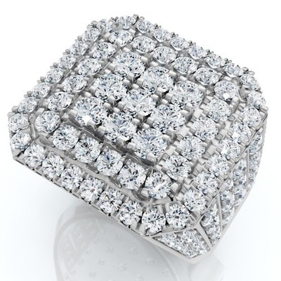 3Ct Round Cut Lab Created Diamond Men's Cluster Ring 14K White Gold Plated