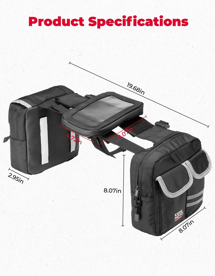Bolsa tanque ATV tela sensível ao toque bolsa de armazenamento selim refrigerador folha snowmobiles para Polaris - Imagem 2 de 4