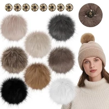  Pcs 6 Inch Large Fur Pom Pom Balls for Hats Fluffy Faux Fur 8 Vivid Color