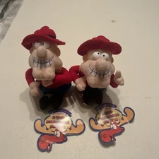 2 Vintage Rocky & Bullwinkle DUDLEY DO RIGHT 6" Plush STUFFED ANIMAL TOYS 1999