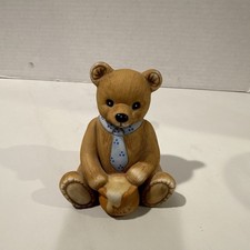 Vintage Home Interiors Teddy Bear W Tie Pot of Honey Figurine 1405 HOMCO Decor
