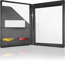 Professional Padfolio Portfolio Binder, Faux Leather Interview Resume Black 