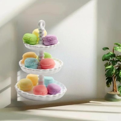 1Pcs Dollhouse Mini Cake Tray Model Simulation Miniature Cake Stand Ornament