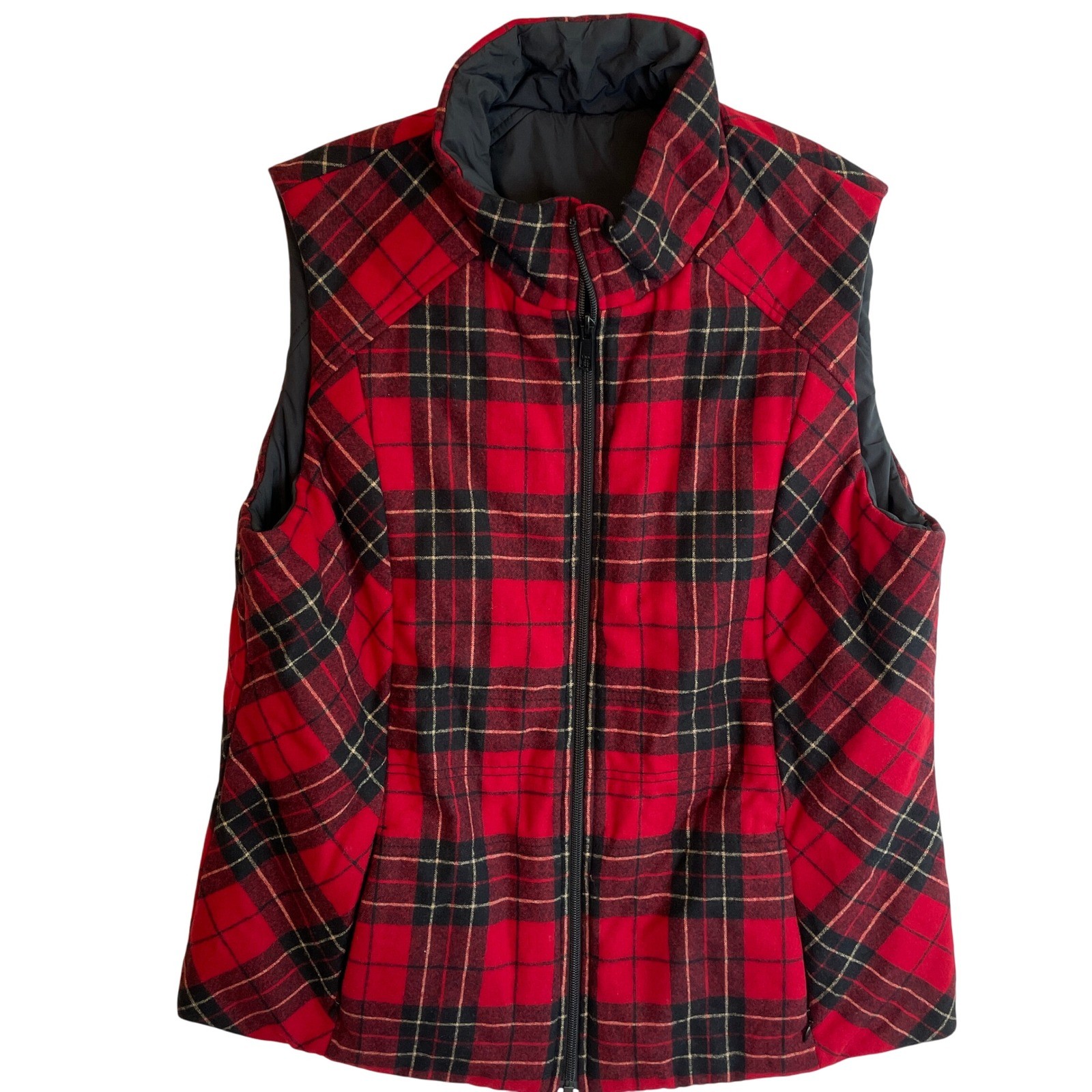 Pendleton Virgin Wool Plaid Vest Full Zip Sleevel… - image 2