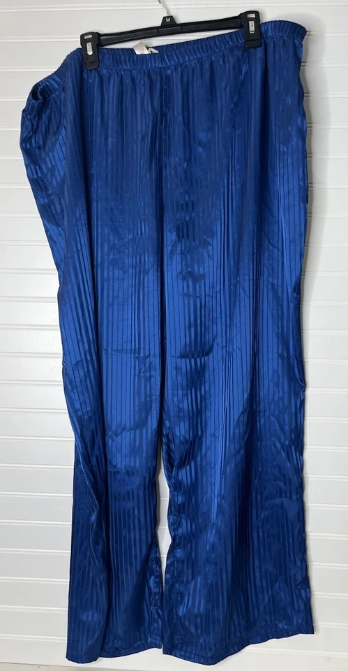 CACIQUE Pijama Mujer-Talla 26-28 Azul Satinado Rayas Manga Larga Con Pantalón Foto 3 de 4