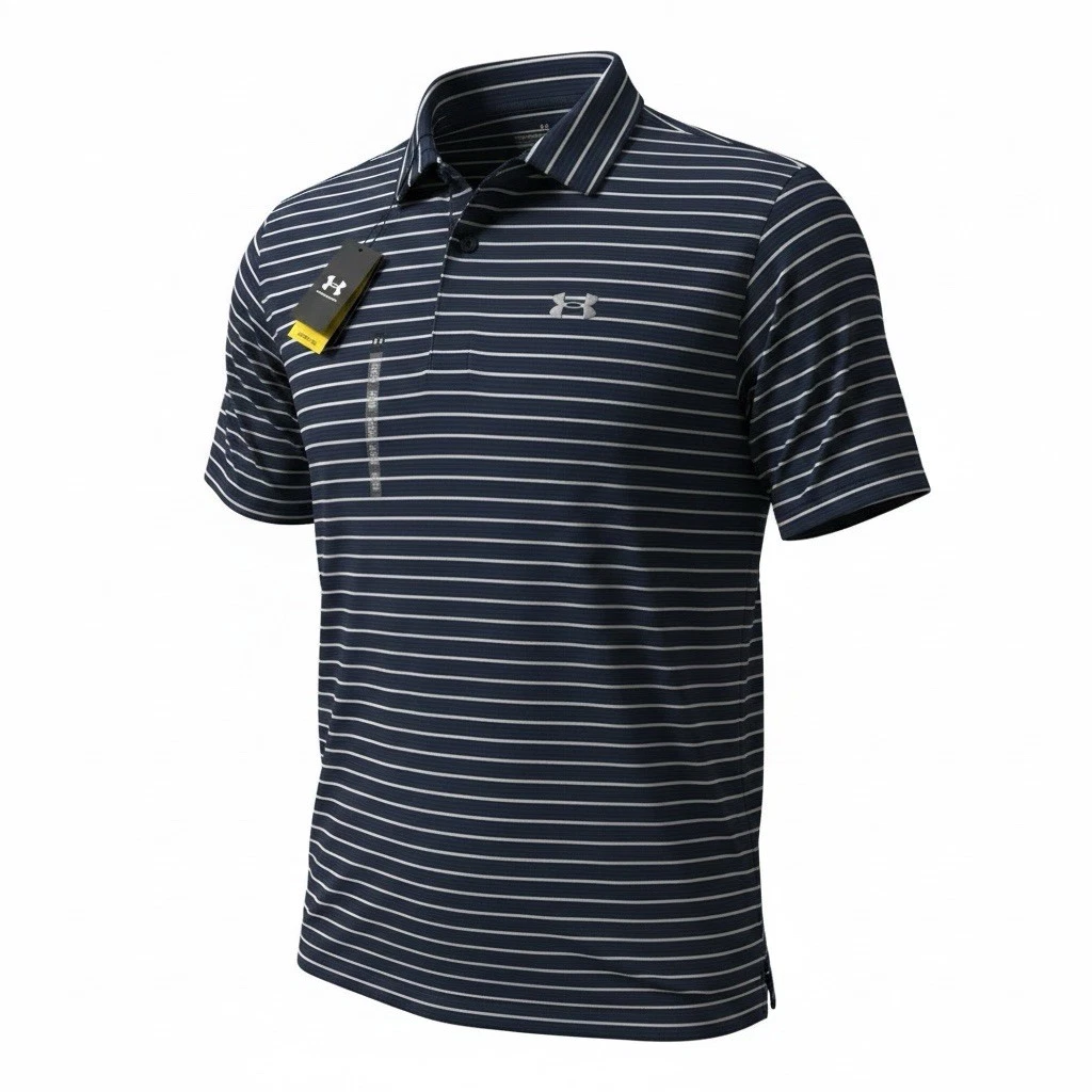 Under Armour Short Sleeve Polo Shirt Blue Matchplay Stripe Navy NWT Big & Tall