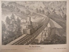 Holzstich - Eisenbahnen Die Rigi-Eisenbahn ( Dampflok Rigi Schweiz ) Lokomotive 