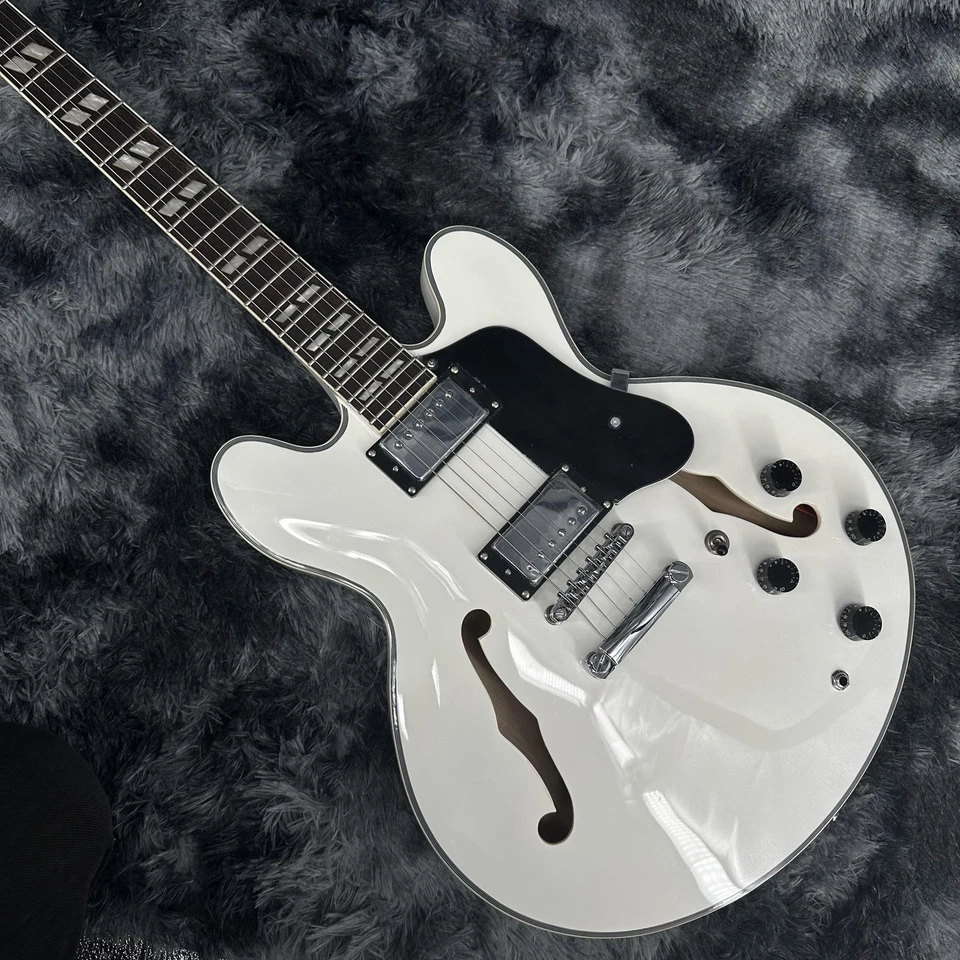 Guitarra Eléctrica US Warehouse ES-335 Blanco Perla Pastillas HH Cuerpo Caoba Foto 2 de 4