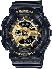 Image of CASIO BABY-G BA-110X-1AJF Black Gold Shock Resistant Ladies Watch New R832401