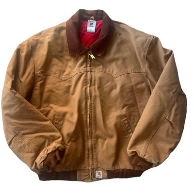 Vtg 90s Carhartt Mens Distressed Quilted Western Bomber Jacket Brown J13 2XL