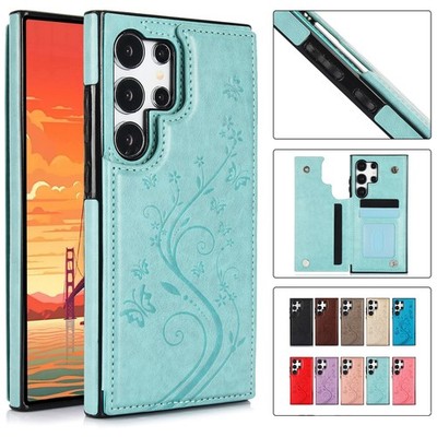 For Samsung Galaxy S25 S24 S23 S22 S21 PU Leather Wallet Back Stand Phone Case