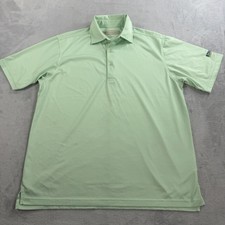Donald Ross Polo Shirt Mens Medium Green Dot Print Golf Performance Stretch