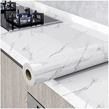 Glossy Marble Paper Granite Gray/White Wallpaper Peel and Stick Wallpaper Sel...
