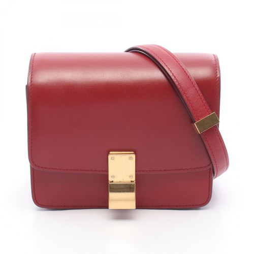 Celine Classic Box Small Shoulder Bag Red Leather 6.5x6.4x2.6 in