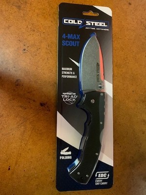 Cold Steel 4-Max Scout Tri-Ad Lock Black Folding AUS-10A Pocket Knife 62RQZ NEW