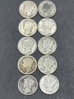 Mercury Dimes 1917-18-25-28-35-36-41-44-45(2) Lot Of 10-90% P-MintSilver Lot #1C
