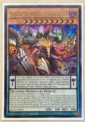 Yugioh! 1x Nervedo the Shadebeast Power Patron BLZD-EN011 Ultra Rare 1st Ed NM