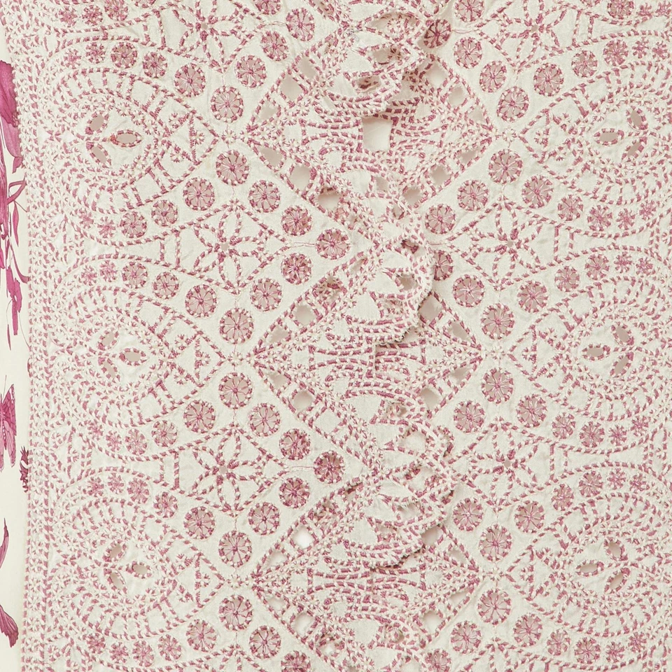 古驰粉色花卉印花丝绸纽扣前衬衫 S — 第 3/4 张图片