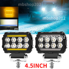 Pair 4 Square Snow Plow Boost Lights Led Lamp Truck Tractor Headlight Suv Utv