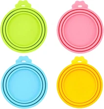 Silicone Food Can Lids, 4 Pcs Covers for Standard Size Pet Food Cans (Multicolor