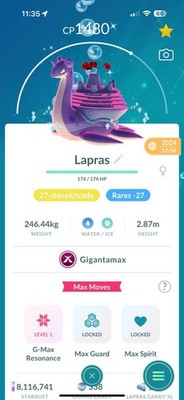   Shiny GMAX Lapras Lv50+3moves  / Quick & Trusted  