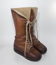 Vintage 70s Rosita Leather Lace Up Platform Chunky Wedge Knee High Boots Size 6