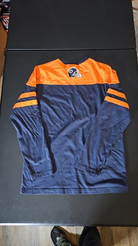 Chicago Bears NFL Team Apparel Mens S Navy Orange Long Sleeve Shirt Logo Patch - Picture 8 of 9