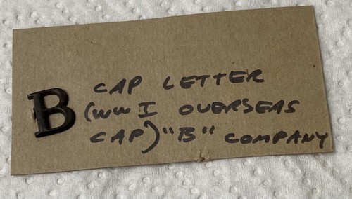 WW1 Pin-B Cap Letter For Overseas Cap “B” Company, Military
