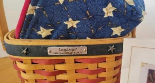Cesta inaugural Longaberger 2001 + forro/protector de tela estrella - envío gratuito - Imagen 4 de 4