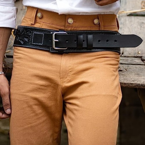 Full Grain Buff Leather Costume Belt 22/44/38Cal Size 34-52 waist size - Picture 5 of 31