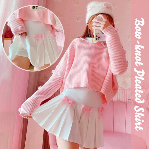 Mujeres Kawaii Arco Plisado Mini Falda Uniforme Patinador Tenis Acampanado Rosa Falda Corta - Imagen 2 de 12
