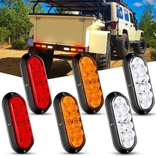 Nilight 6Inch Oval Red White Amber LED Trailer Tail Light 6PCS Trailer Lights