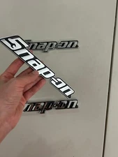 2PCs SNAP-ON TOOL BOX LOGO EMBLEM Chrome Silver Badge Decal 8" INCH LONG - NEW