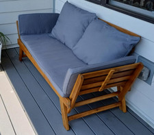 Wooden Garden Sofa Bed Outdoor Patio Day Sun Lounger Folding Cushion Bench Seat