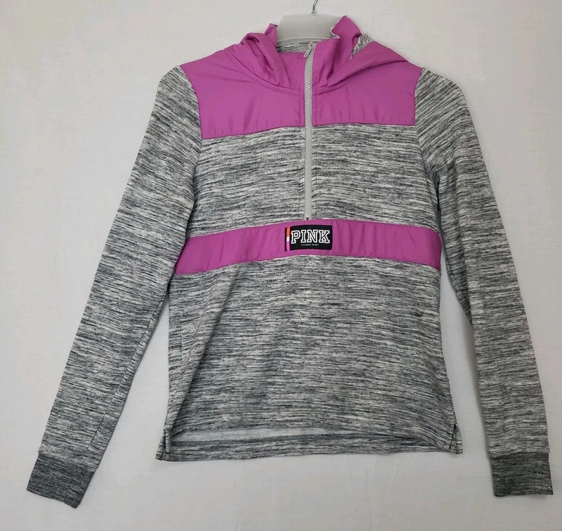 victoria-secret-vs 1/4 zip pullover hoodie purple jacket