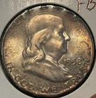 1958 franklin half dollar GEMBU+FBL. Original Surfaces Mint Set Coin.025