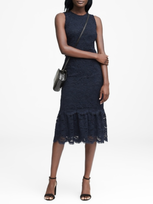 NWT Banana Republic Lace Midi Dress Navy Blue Sz 0 | eBay