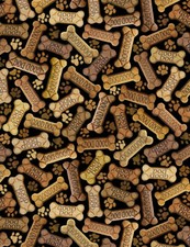 Dog Fabric BTY, Tossed Dog Bones Bone Treats, C8555, Cotton, TheFabricEdge