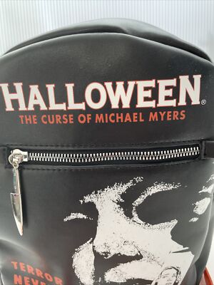 Halloween Black Graphic Backpack - The Curse of Michael Myers The curse of Mike Myers Halloween backpack | eBay main image 2