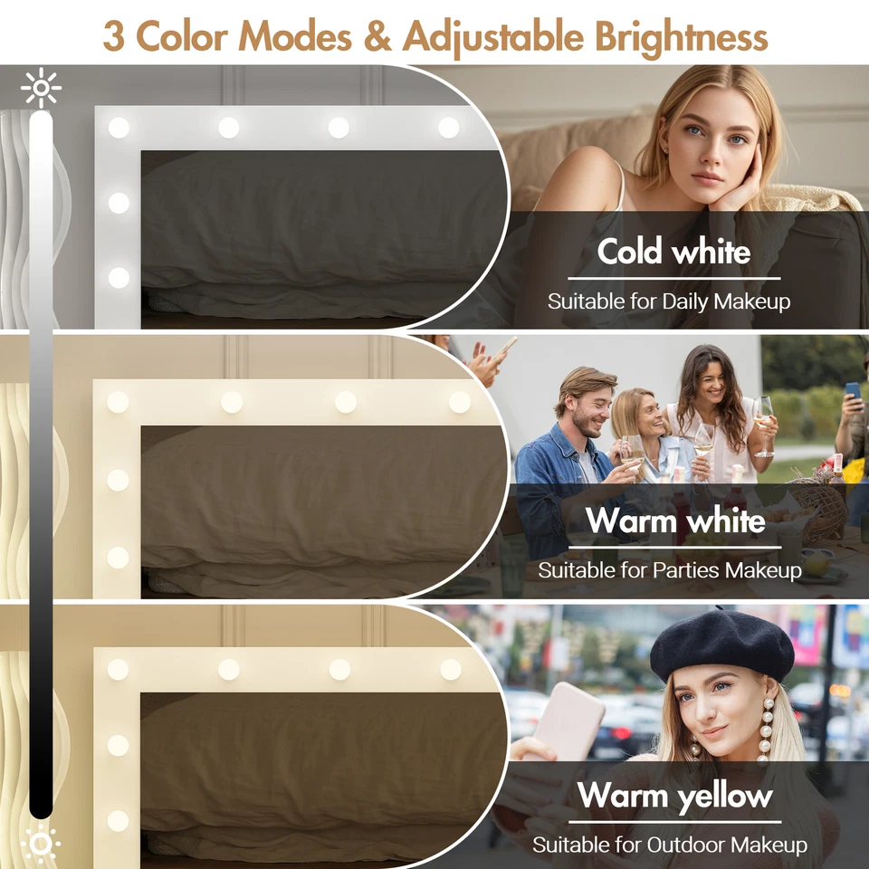 Ufurniture  LED Dressing Table Set with Charging Station & Glass Tabletop - image 4 of 4