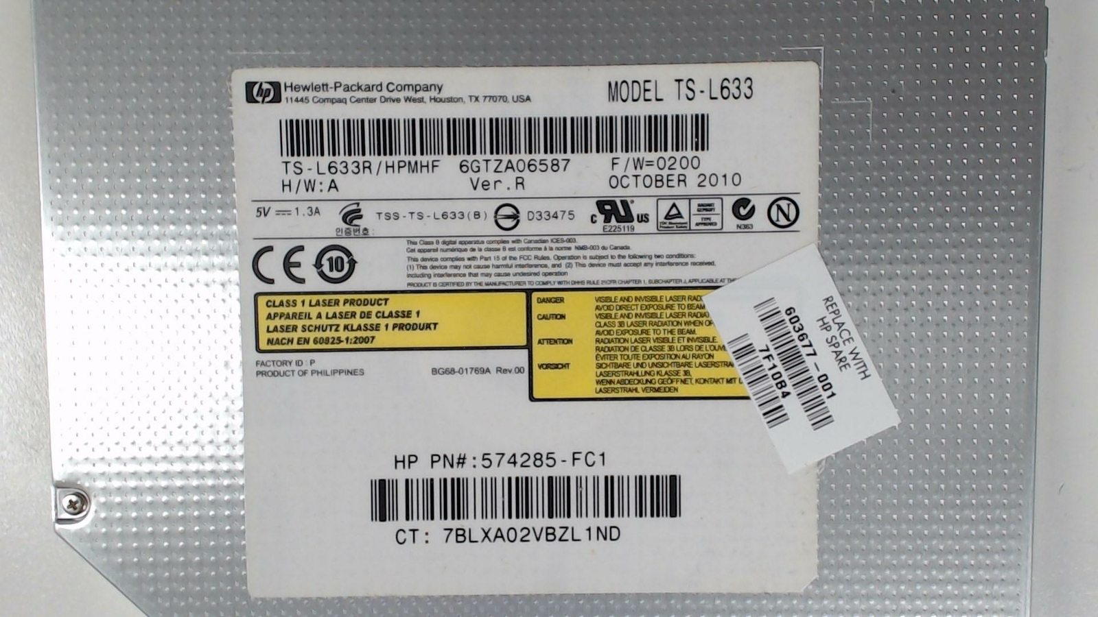 HP DV6-3000 SATA CD-RW DVD±RW Multi Burner Drive TS-L633 603677-001 OEM