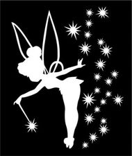 TINKERBELL with Fairy Dust wand PRINCESS Vinyl Car window Sticker Decal *CUTE*