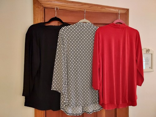 Lot Of 3 CHARTER CLUB Knit Tops 3/4 SLEEVE SIZE XXL NWT MACY’S Red Black White - Picture 2 of 10
