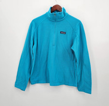 Patagonia Micro D 1/4 Zip Fleece Pullover Women's Large Blue Embroidered Flowers