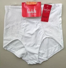 Bodyfit Floral White Lace Medium Control Shapewear Briefs Knickers  Size 10/12 M