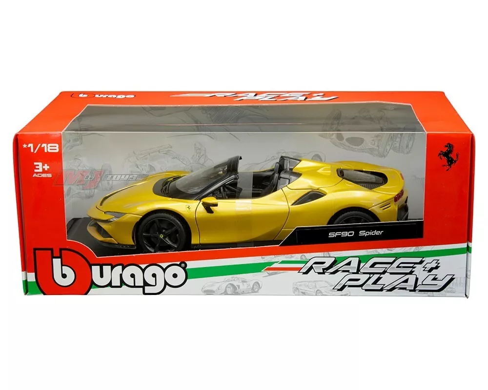 Bburago 1:18 Ferrari SF90 Spider Gold Race & Play Diecast Model