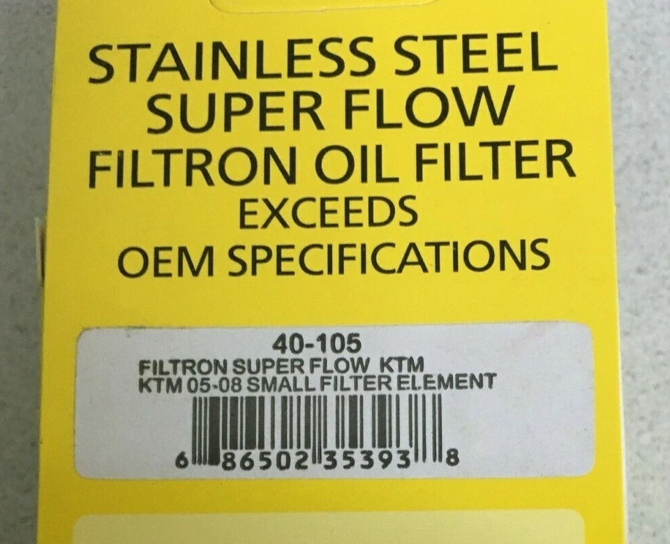 Filtron Superflow Stainless Steel Oil Filter x10 05-08 KTM Small Element 40-105 - Image 2 of 2