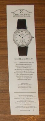 Rare Advertising Vintage Chronoswiss Orea Chronograph 1994